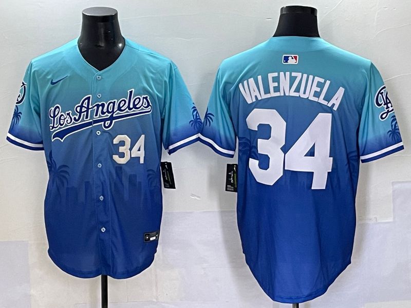 Men 2025 Los Angeles Dodgers #34 Valenzuela Blue Nike MLB Jersey Daoqite style 4